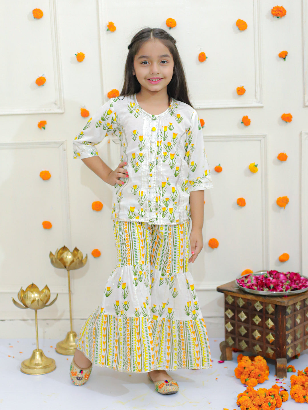 Girls Printed Pure Cotton Kurti and Sharara