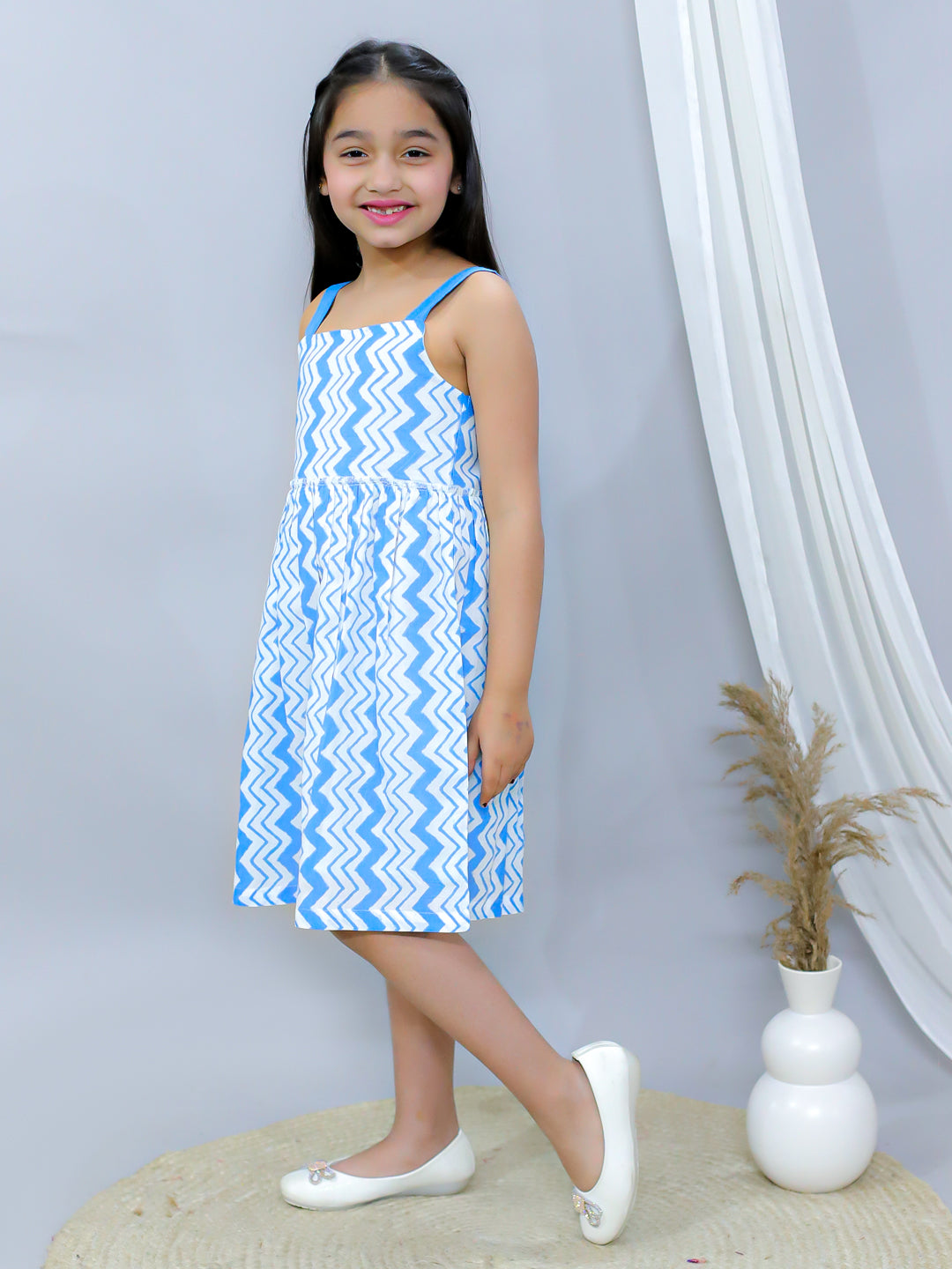 Fit and Flare Dress-Blue