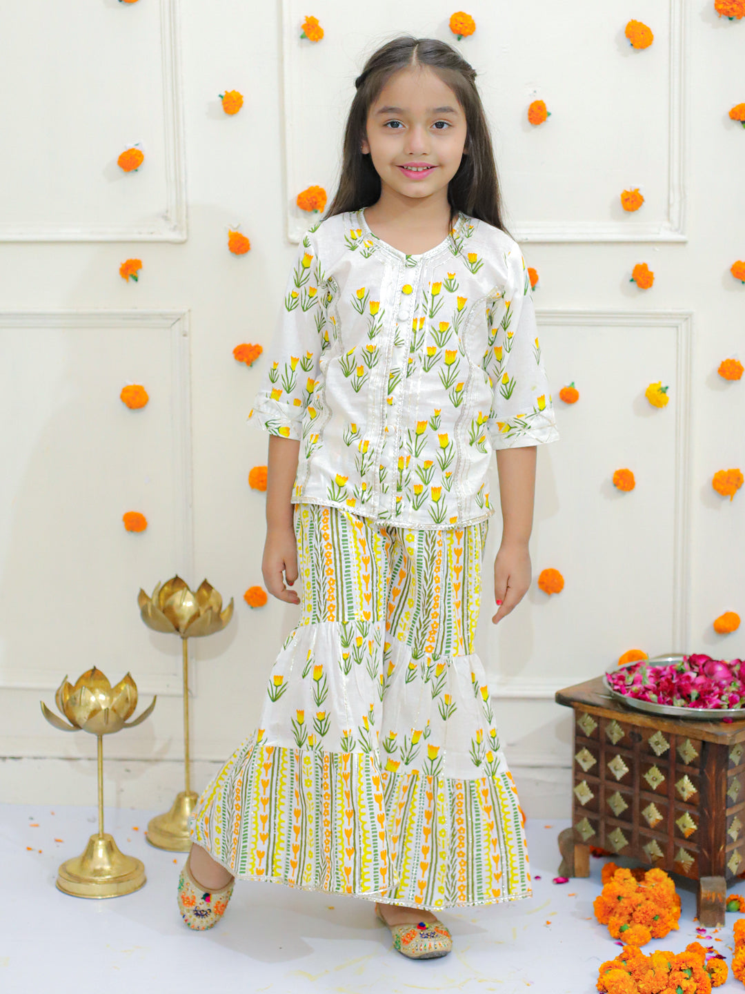 Girls Printed Pure Cotton Kurti and Sharara