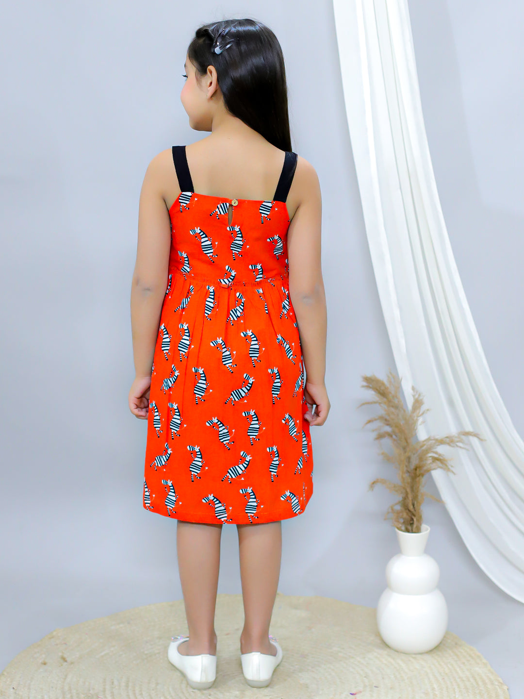 Fit and Flare Dress-Orange