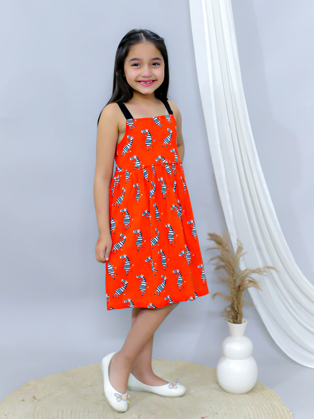 Fit and Flare Dress-Orange