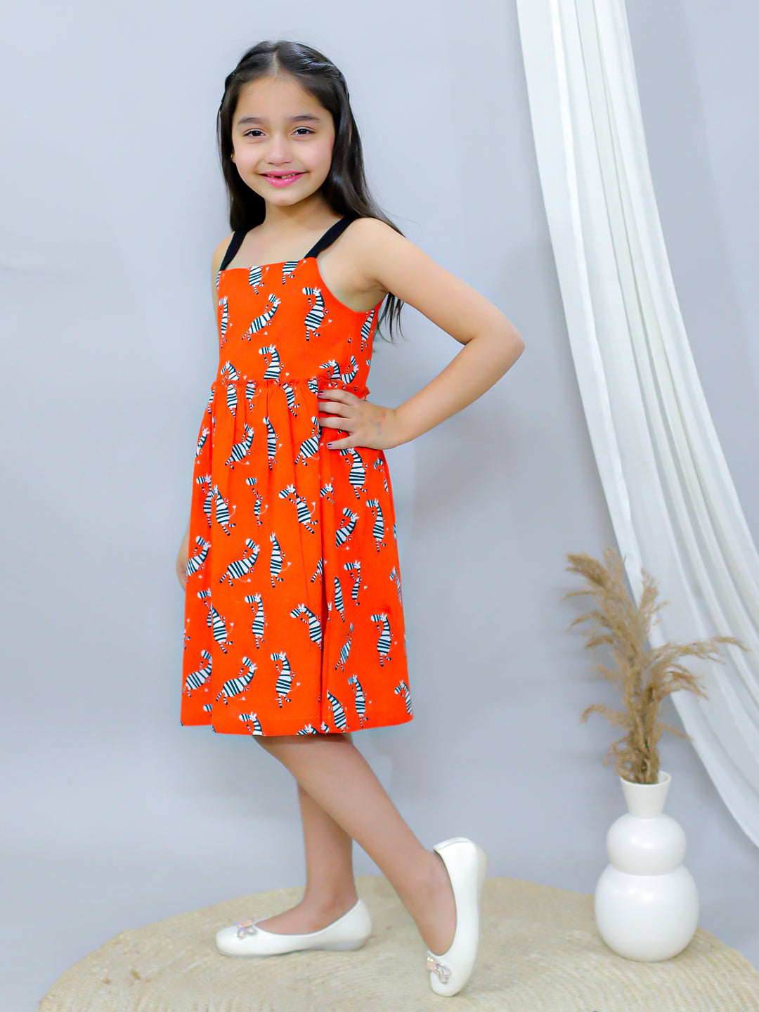 Fit and Flare Dress-Orange