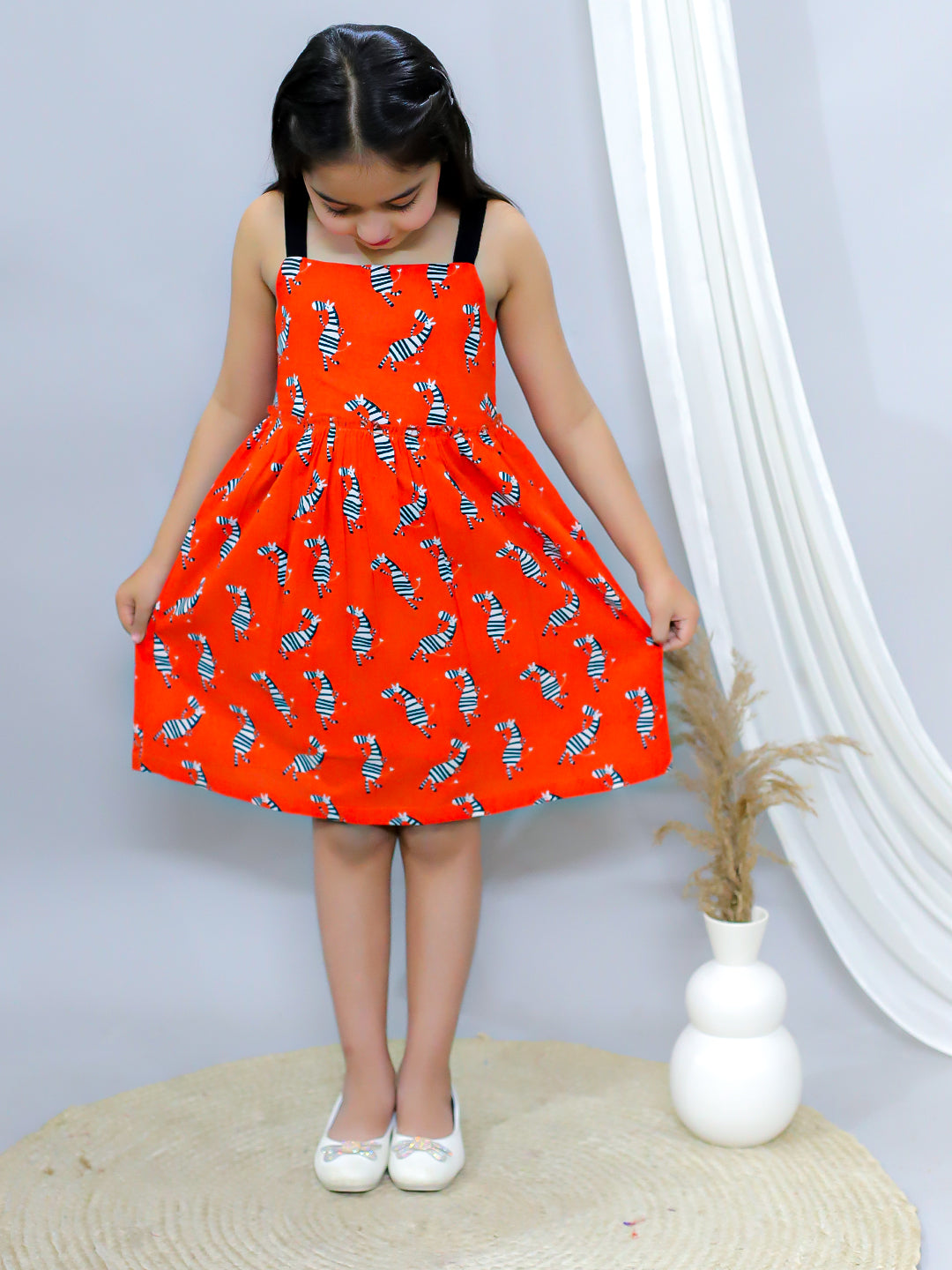 Fit and Flare Dress-Orange