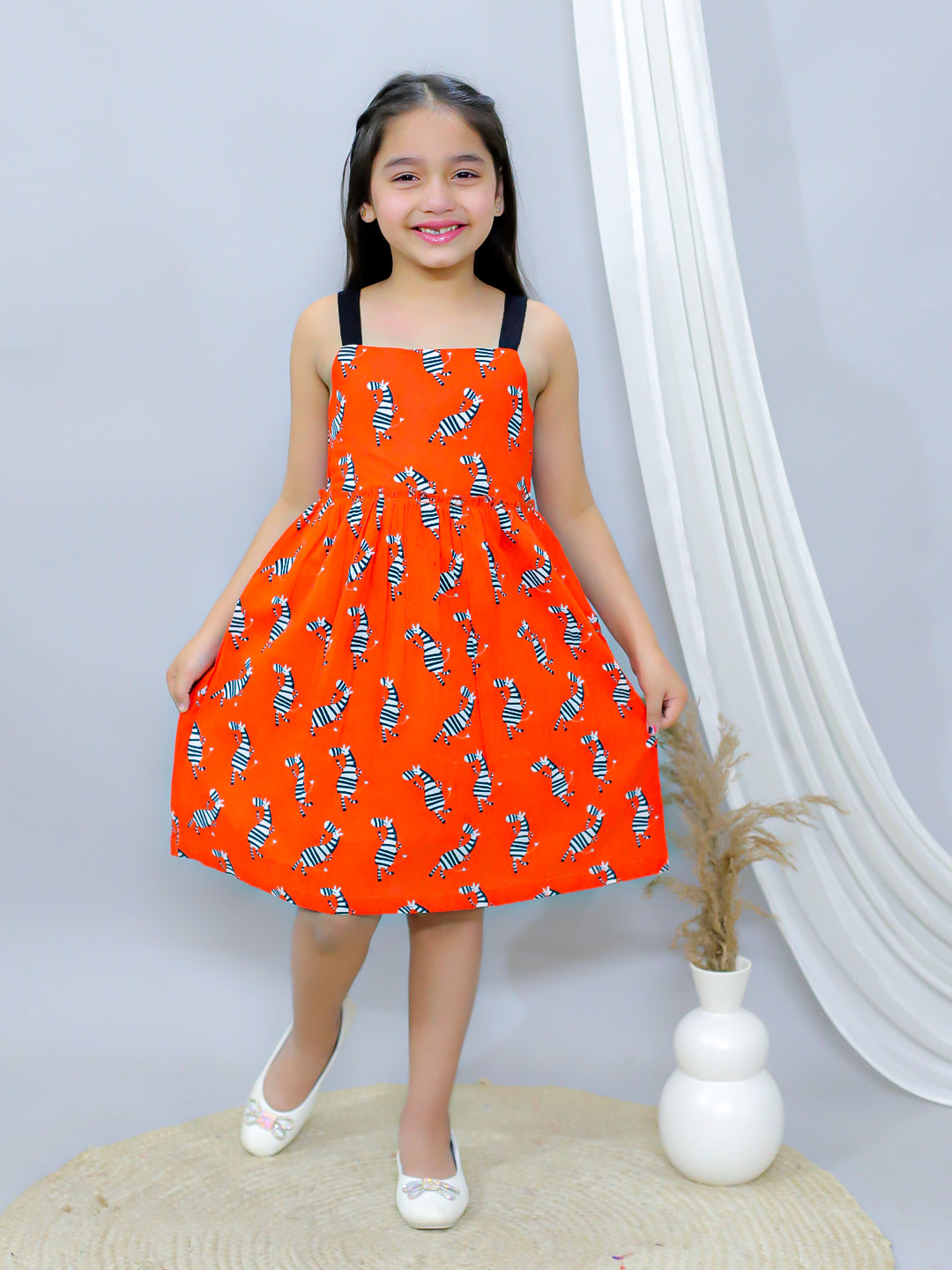 Fit and Flare Dress-Orange