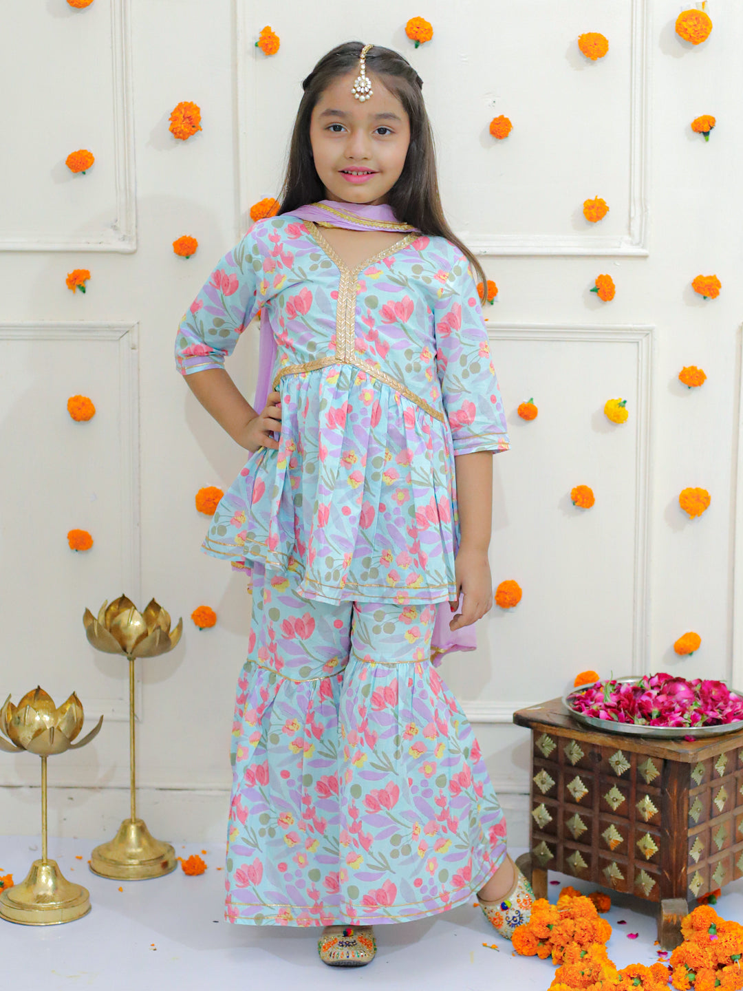 Girls Kurti and Sharara with Dupatta