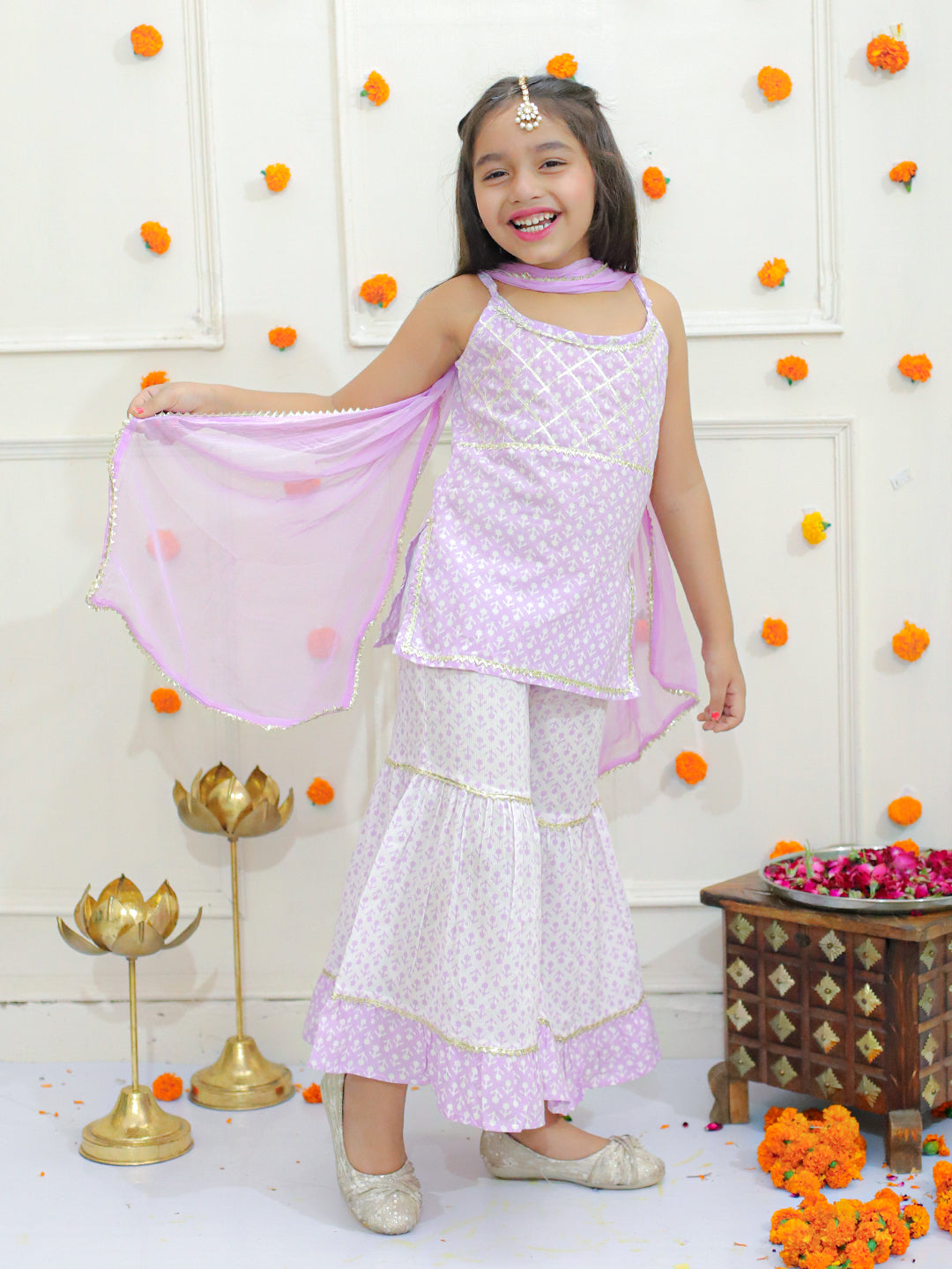 Girls Kurti and Sharara with Dupatta