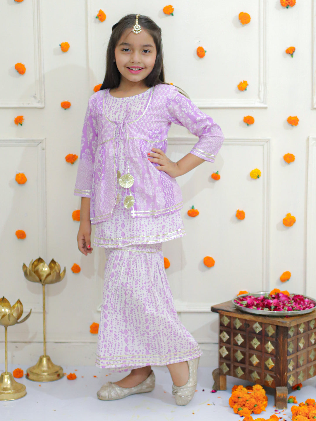 3 Pcs Kurti and Sharara with Jacket