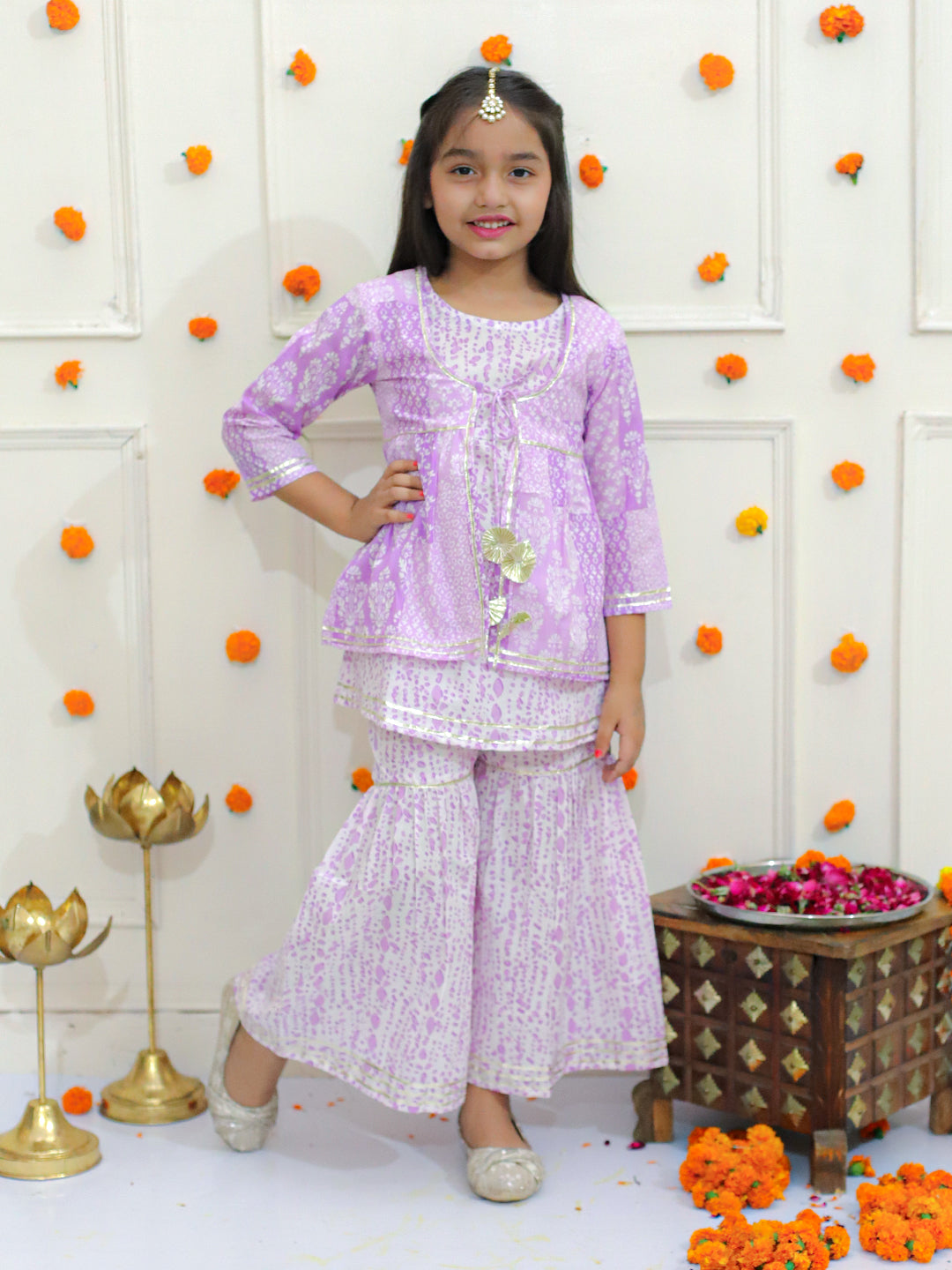 3 Pcs Kurti and Sharara with Jacket