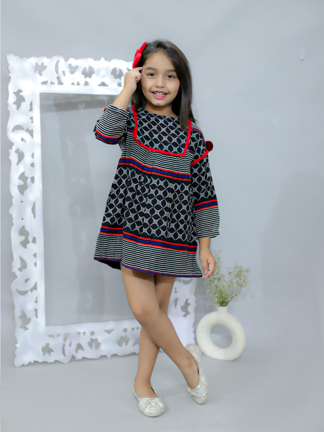 Light Woolen Pomp Pomp Dress