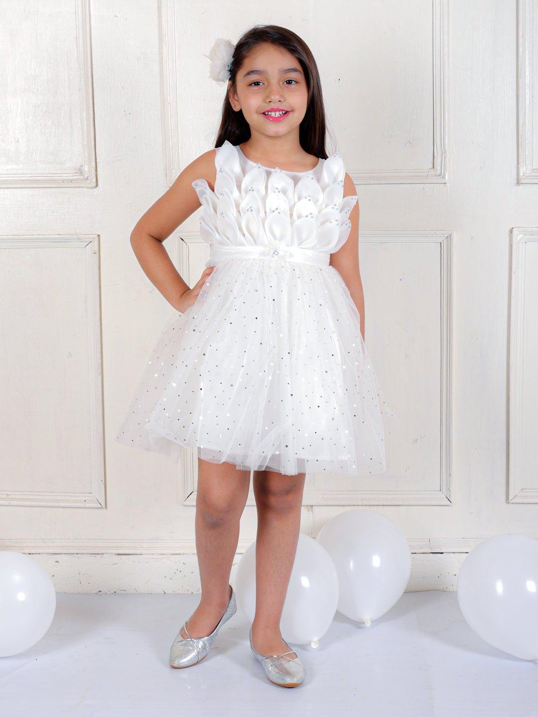 Girls Net Fit & Flare Dress