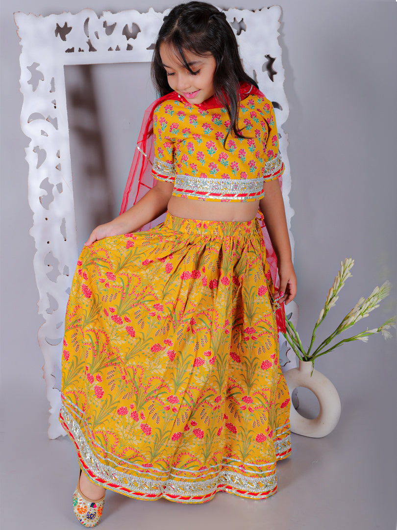 Floral Printed Lehenga Set with Dupatta