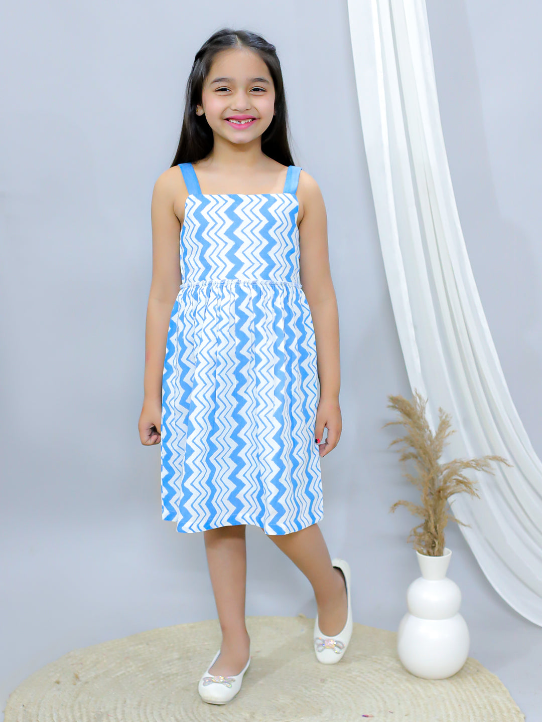 Fit and Flare Dress-Blue