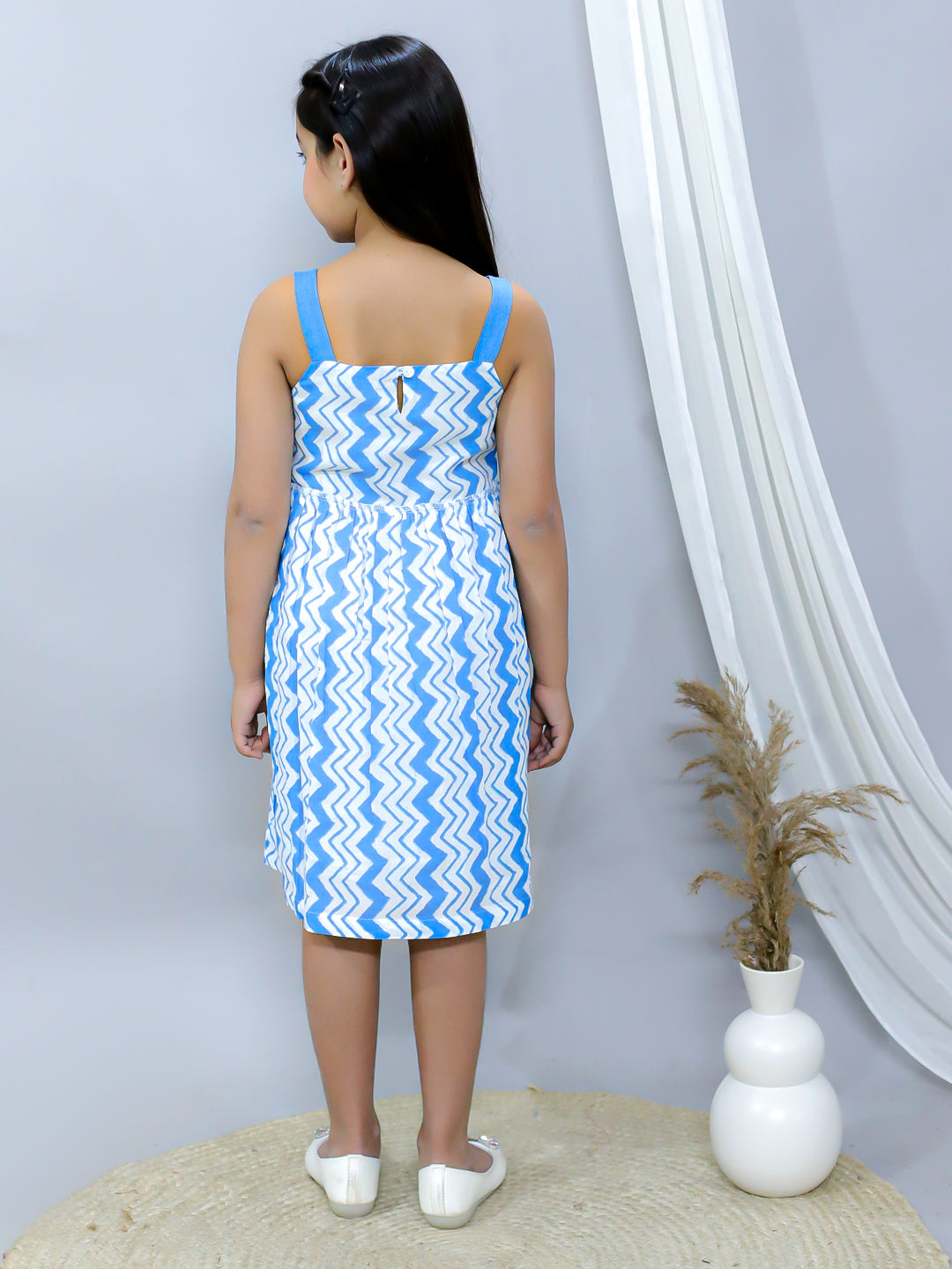 Fit and Flare Dress-Blue